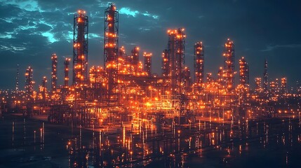 Fototapeta premium Futuristic energy efficient factory powered by a smart grid