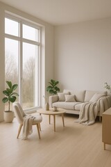 Fototapeta premium Minimalist Scandinavian Living Room