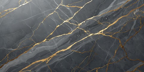 Elegant dark gray marble with intricate golden veins creating a luxurious and sophisticated natural stone texture background