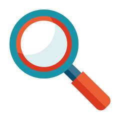Magnifying glass icon with blue and orange accents