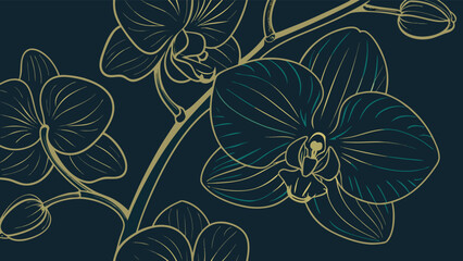Elegant orchid flower illustration, a botanical design with a modern touch, perfect for decorative and luxury themes