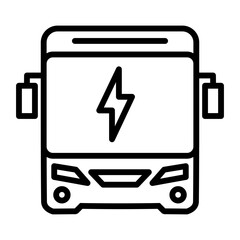 Electric Bus Icon Vector Illustration Line Version        