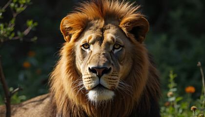 Fototapeta premium Male Lion Head and Shoulders Portrait