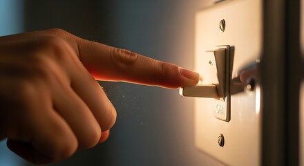 A Hand Bathed in Warm Light Reaches from Darkness to Flip a Switch.