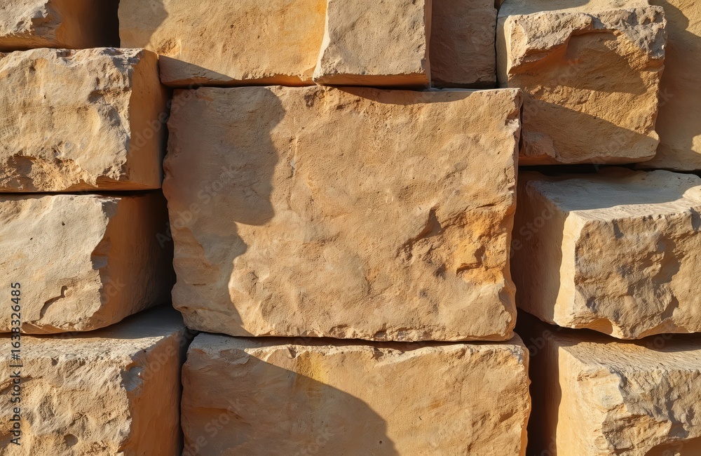 Aufkleber large rectangular sandstone blocks stacked, showing natural beige, brown earth tones. subtle variati