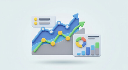 Fototapeta premium 3D Illustration of Business Trade Analytics Showing Growth