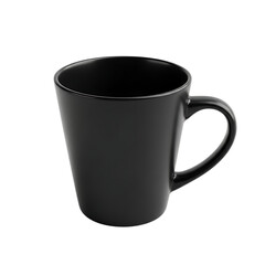 Simple black ceramic mug isolated on transparent background