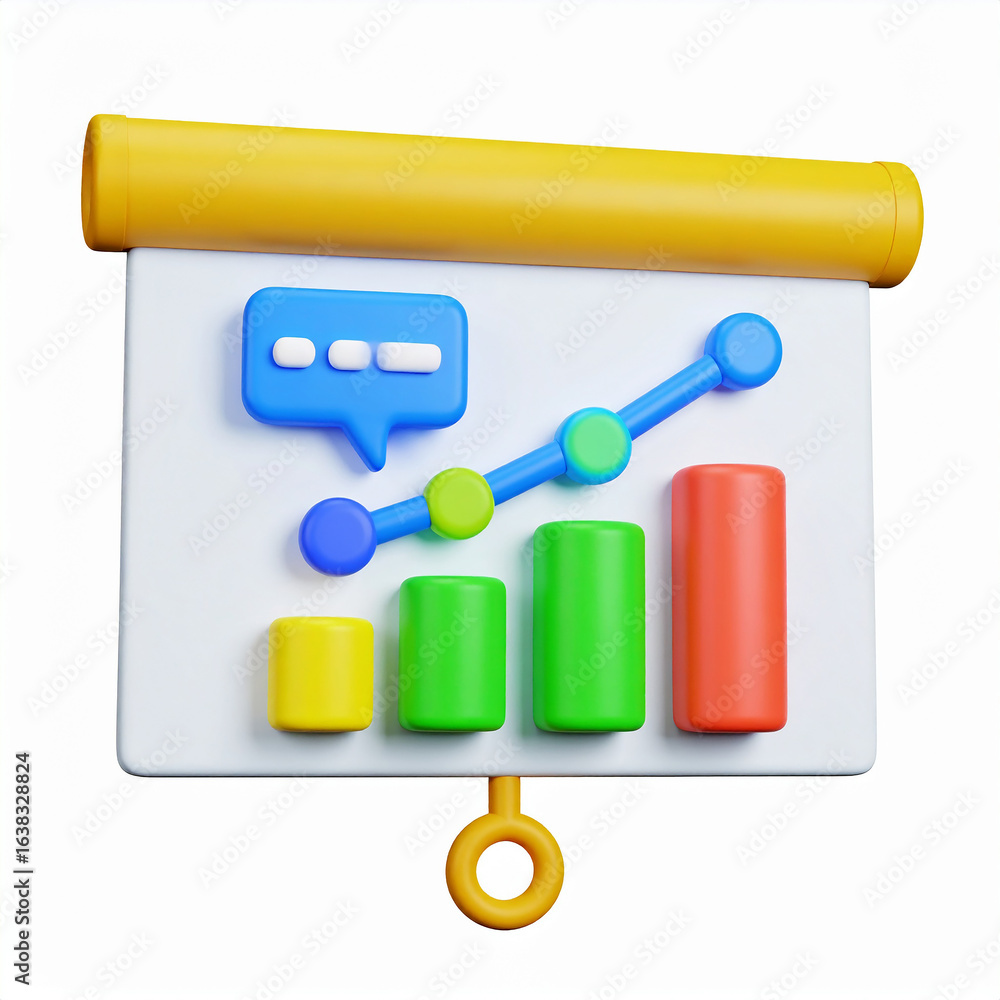 Aufkleber colorful 3d illustration of business chart displaying data analysis and progress