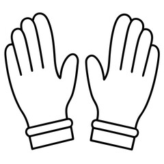 Gloves winter wear outline clean line art vector