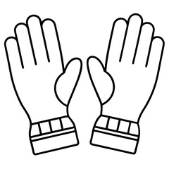 Gloves winter wear outline clean line art vector