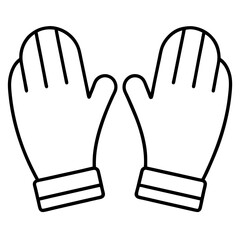 Gloves winter wear outline clean line art vector
