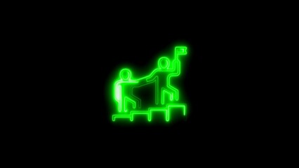 Teamwork and support illustrated by a green neon graphic on a black background