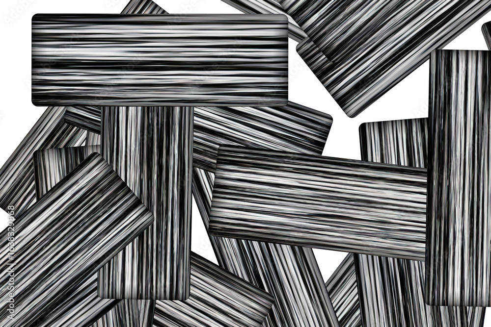 Poster a minimalist pattern of random rectangular blocks in black and white monochrome