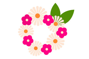 Vibrant abstract flower circular arrangement in bold and pale pink . Modern decorative floral illustration for botanical art, nature design, spring decor, and contemporary prints. High resolution PNG