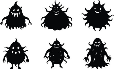 blob monster vector illustration black silhouette white background © MST