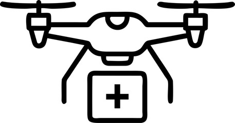 Modern illustration of a futuristic drone efficiently delivering essential medical supplies to a remote location