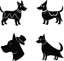 dog costume vector illustration black silhouette white background