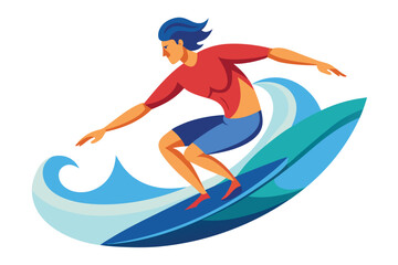 Silhouette of a Skilled Surfer Riding a Wave Gracefully on His Surfboard Demonstrating Balance and Control © Bokul