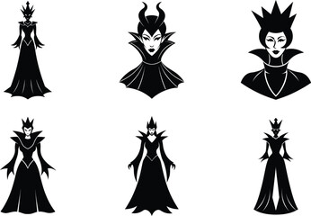 evil queen silhouette vector illustration black silhouette white background