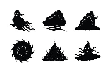 fog mist vector illustration black silhouette white background