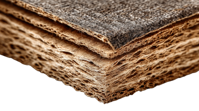 Layers of texture: A close-up shot of layered wooden planks and textured surface revealing the intricate details of the natural material's grain and pattern.