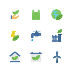 green ecology flat icon design