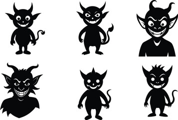 Fototapeta premium impish devil vector illustration black silhouette white background