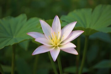 Delicate pink water lily flower blooming in a pond