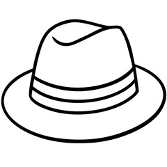 Minimal Fedora Hat Line Art Vector