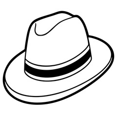Minimal Fedora Hat Line Art Vector