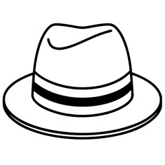 Minimal Fedora Hat Line Art Vector