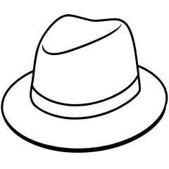 Minimal Fedora Hat Line Art Vector
