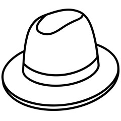 Minimal Fedora Hat Line Art Vector