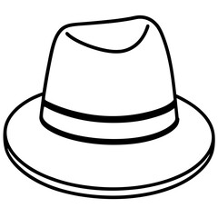 Minimal Fedora Hat Line Art Vector