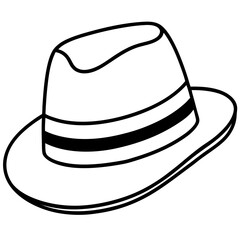 Minimal Fedora Hat Line Art Vector