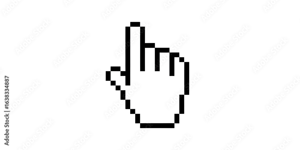 Fototapete pixelated hand cursor on black background representing computer interaction and digital navigation f