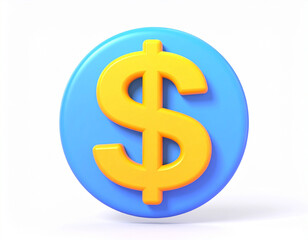 Obraz premium 3d rendered dollar sign emblem floating on a light blue circle and white background