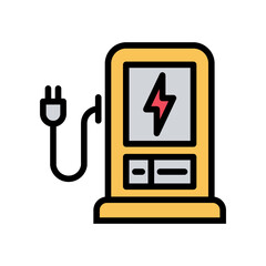 Charging Station Icon Vector Illustration Color Version        