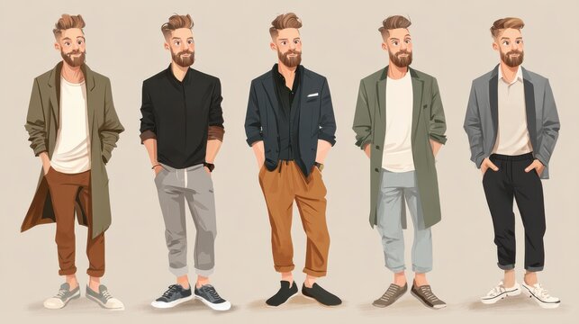 same man in different style clothes no logos no brands ar 169