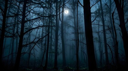 Obraz premium trees in the forest night