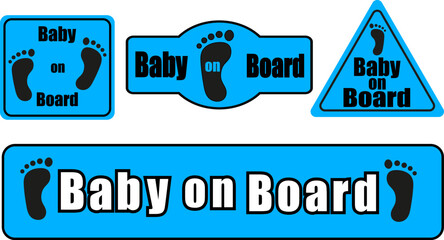 Blue Baby on Board Sign Set