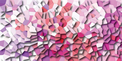 Abstract mosaic pattern of pink and purple geometric shapes with a subtle shadow effect for background use