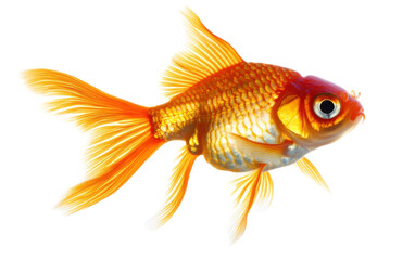 Obraz premium A orange goldfish with flowing on white background,png