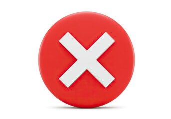 Obraz premium A red circle with a white cross mark, symbolizing an error or cancellation isolated on white background