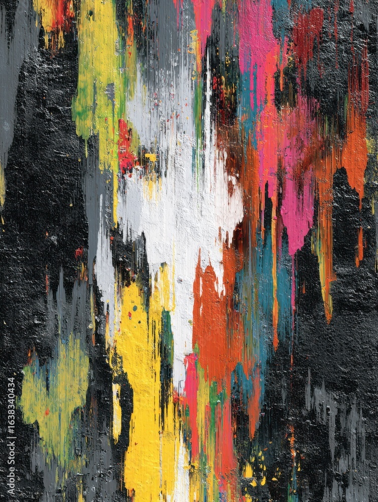 Poster grunge background with abstract paint drips creating a chaotic and expressive effect