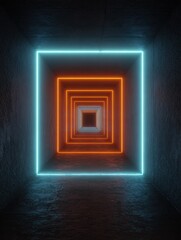 dynamic neon tunnel with light trails  generative ai