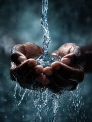 Fototapeta premium hands holding clean water drop world water day concepts