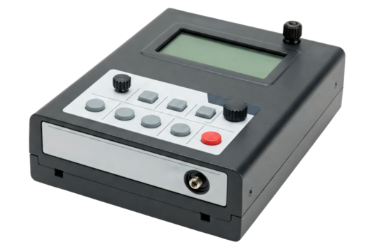 Handheld electronic testing device with a digital display screen isolated on a transparent background