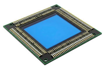 Digital camera image sensor matrix on a circuit board isolated on a transparent background