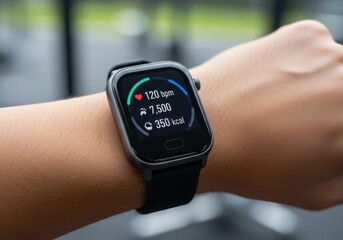 Fototapeta premium Smartwatch Fitness Tracker Displaying Metrics